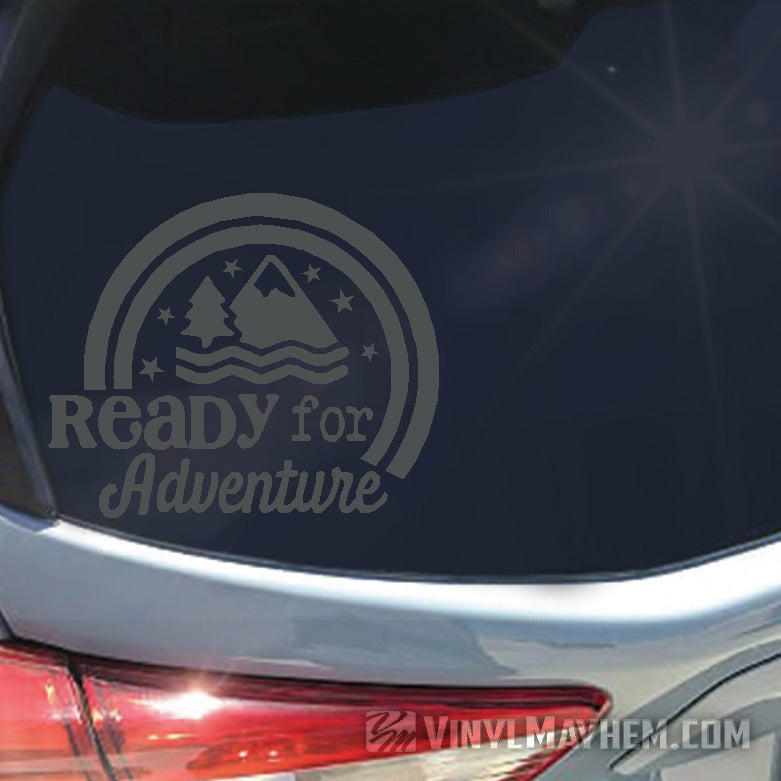 Ready For Adventure mountains vinyl sticker