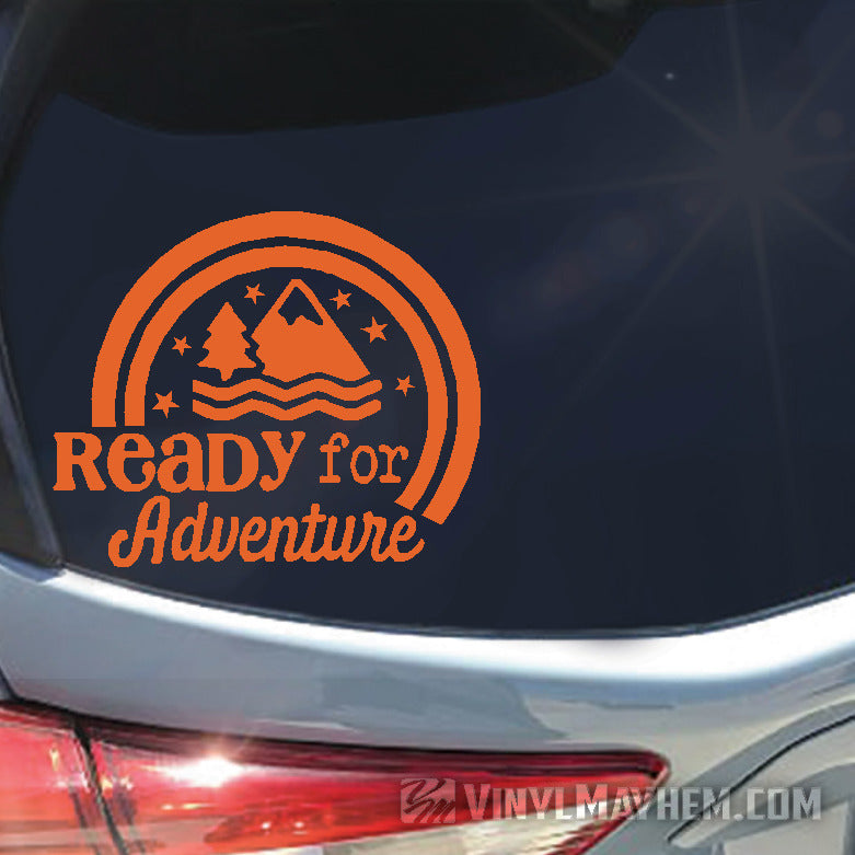 Ready For Adventure mountains vinyl sticker