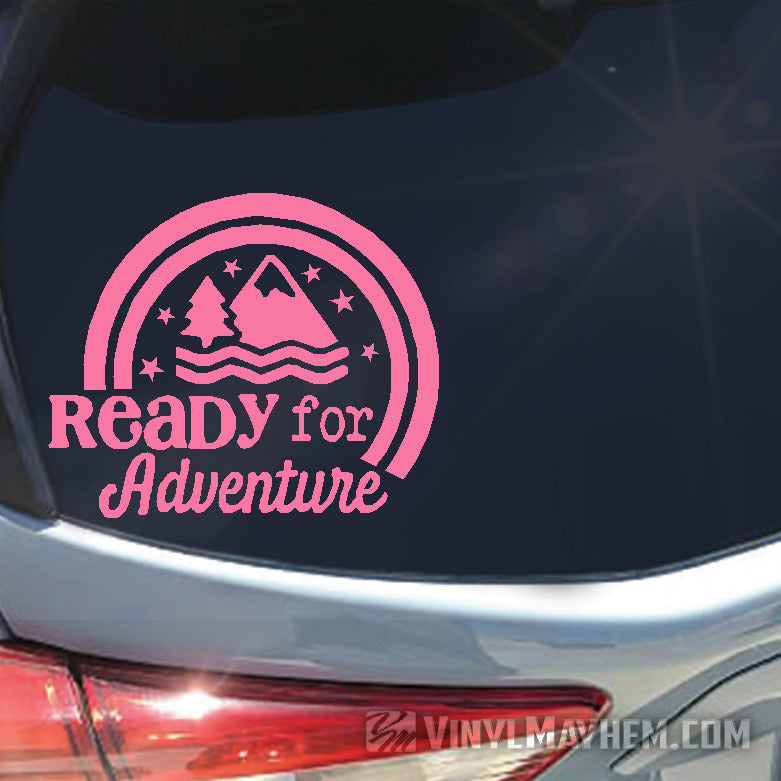 Ready For Adventure mountains vinyl sticker