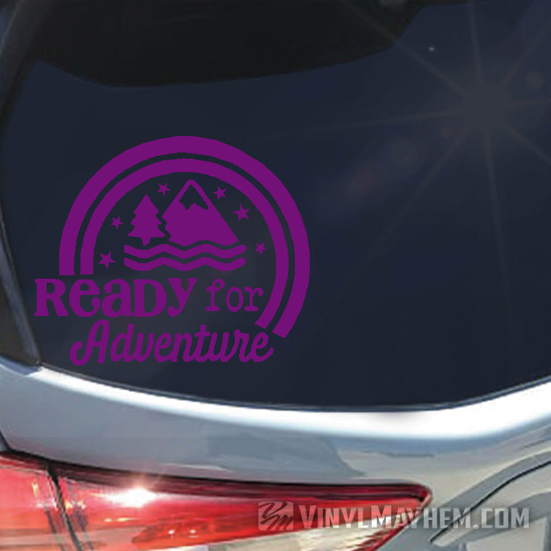 Ready For Adventure mountains vinyl sticker