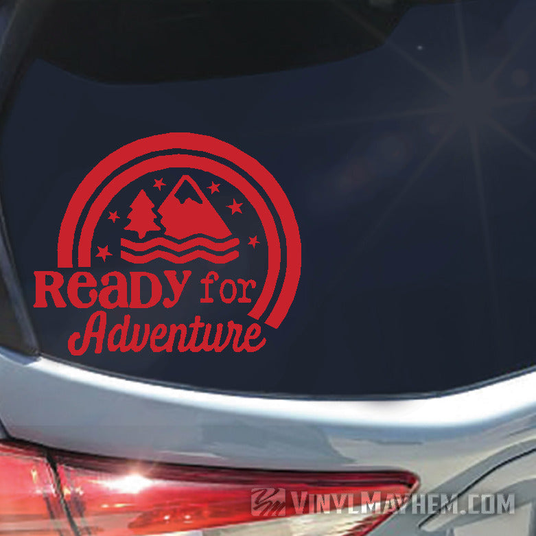 Ready For Adventure mountains vinyl sticker