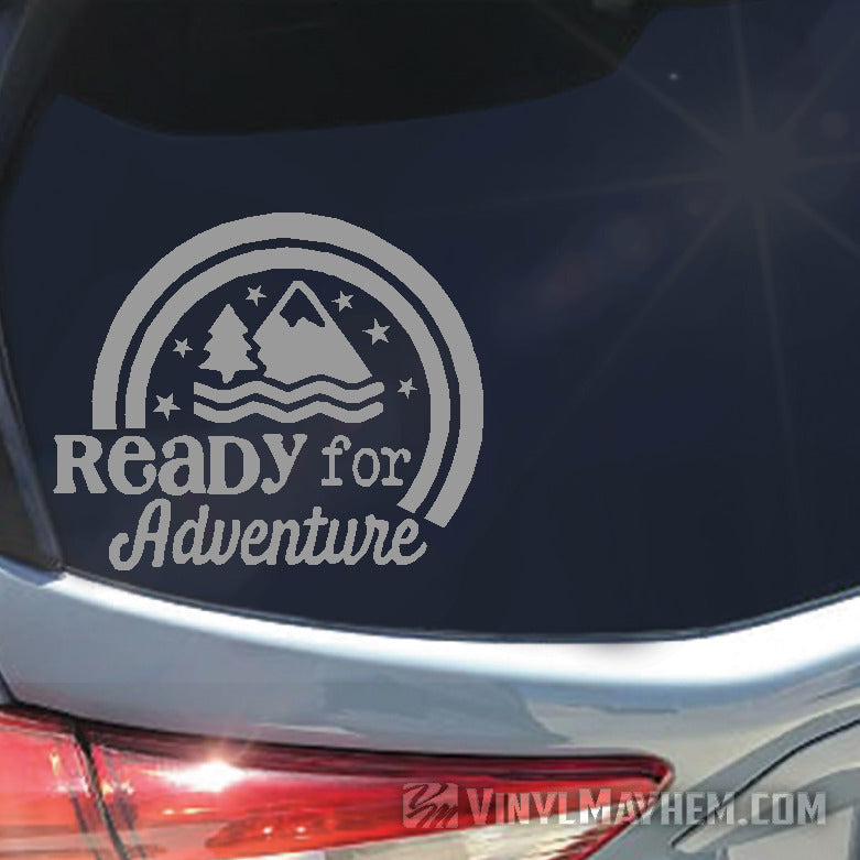 Ready For Adventure mountains vinyl sticker
