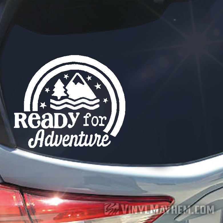 Ready For Adventure mountains vinyl sticker