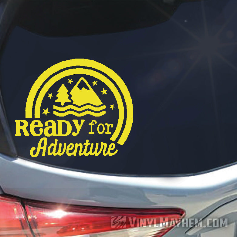 Ready For Adventure mountains vinyl sticker