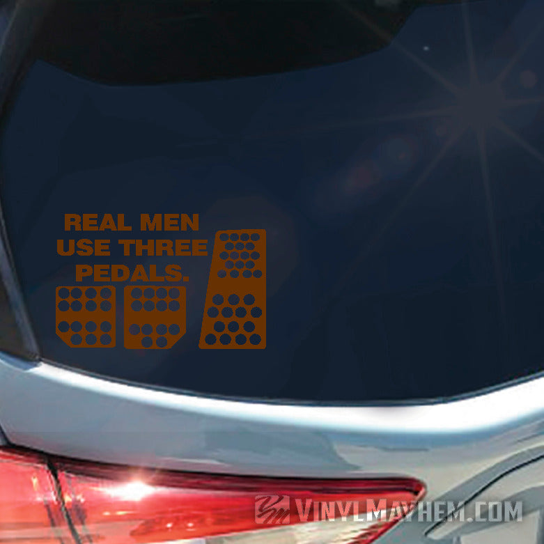Real Men Use Three Pedals vinyl sticker