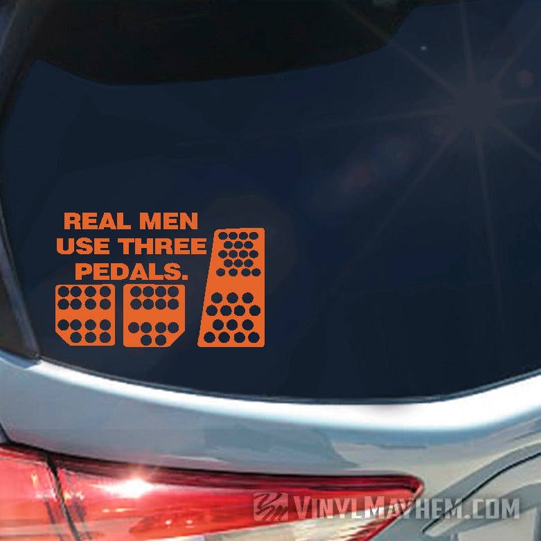 Real Men Use Three Pedals vinyl sticker