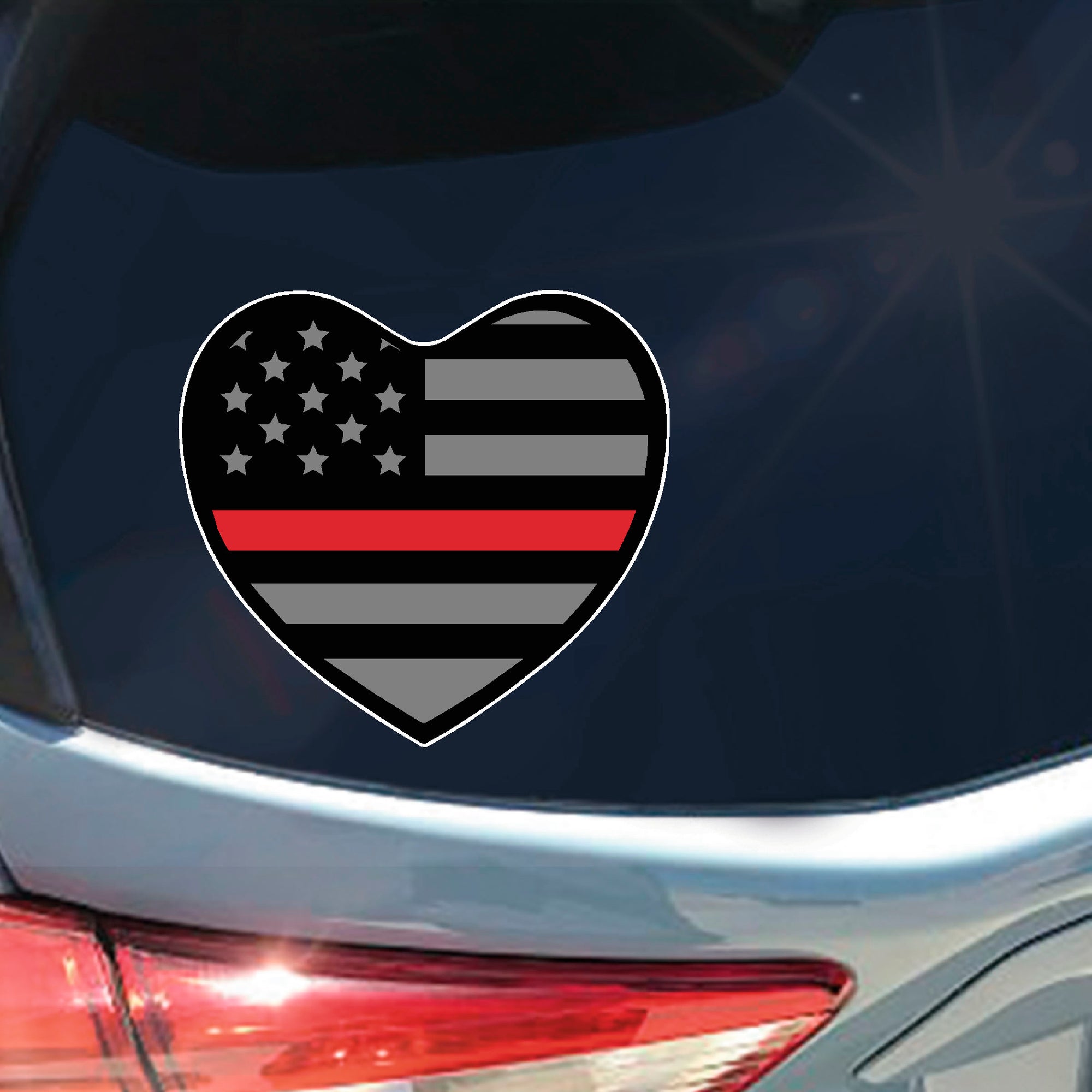 Thin Red Line American Flag Heart sticker