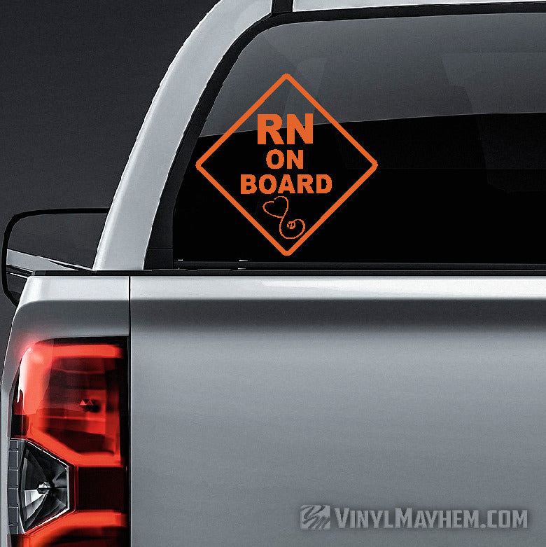 RN on Board with stethoscope caution sign vinyl sticker