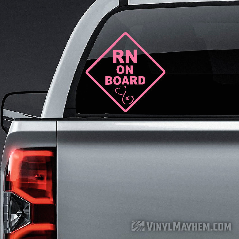 RN on Board with stethoscope caution sign vinyl sticker
