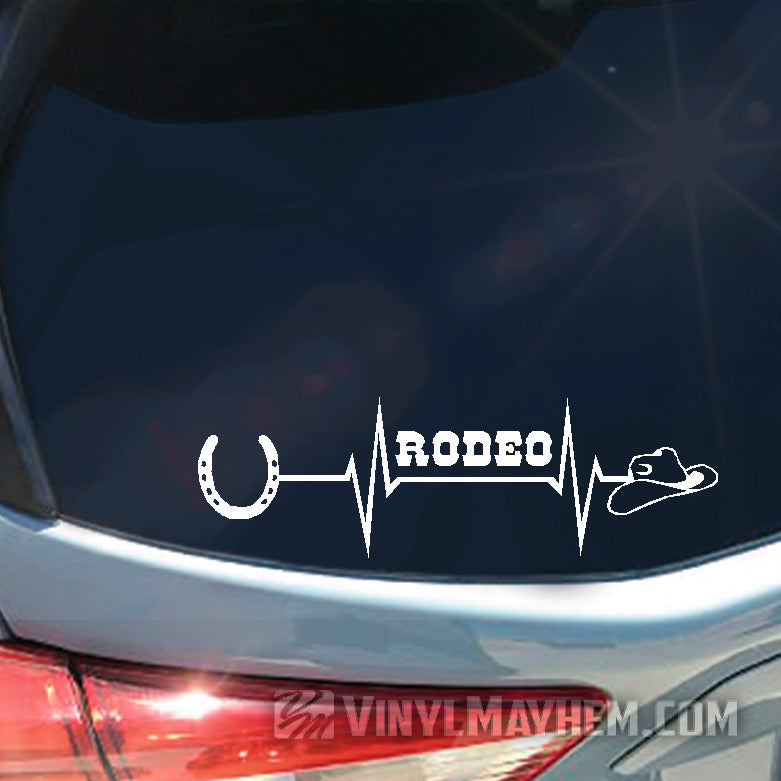Rodeo Heartbeat vinyl sticker | Cowboy & Rodeo Car Window Decals ...