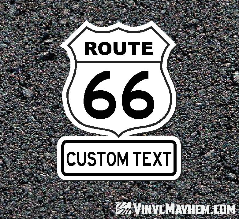 Route 66 road traffic sign add custom text sticker