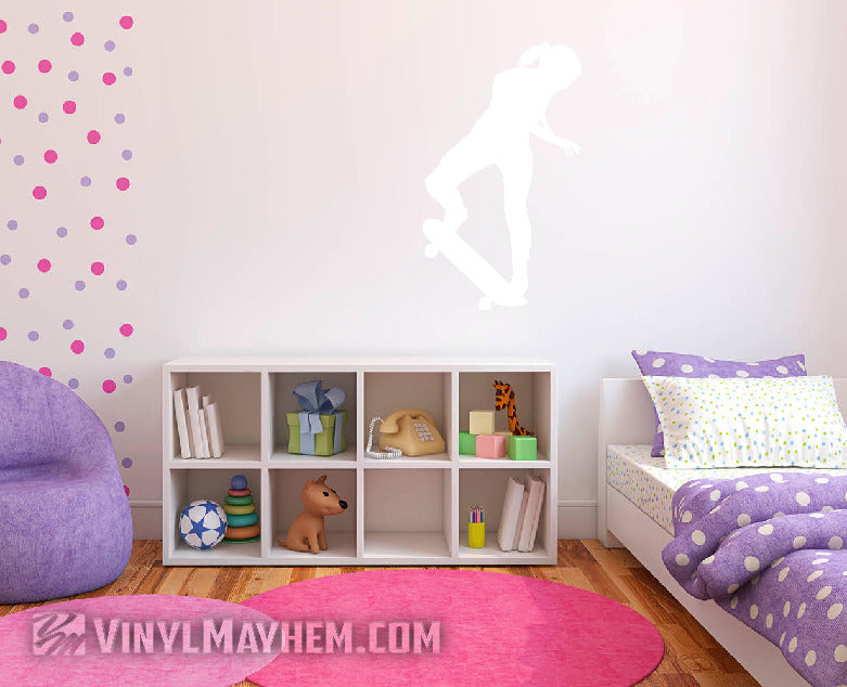 Skateboard girl kick turn silhouette vinyl sticker