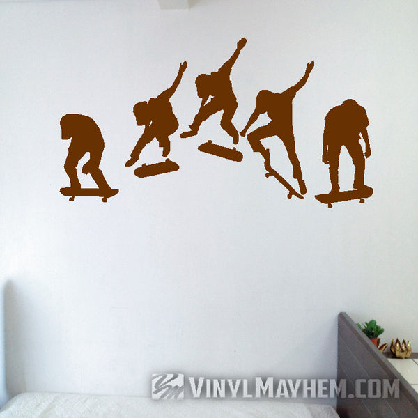 Skateboard kick flip sequence silhouette vinyl sticker | Wall Decals ...