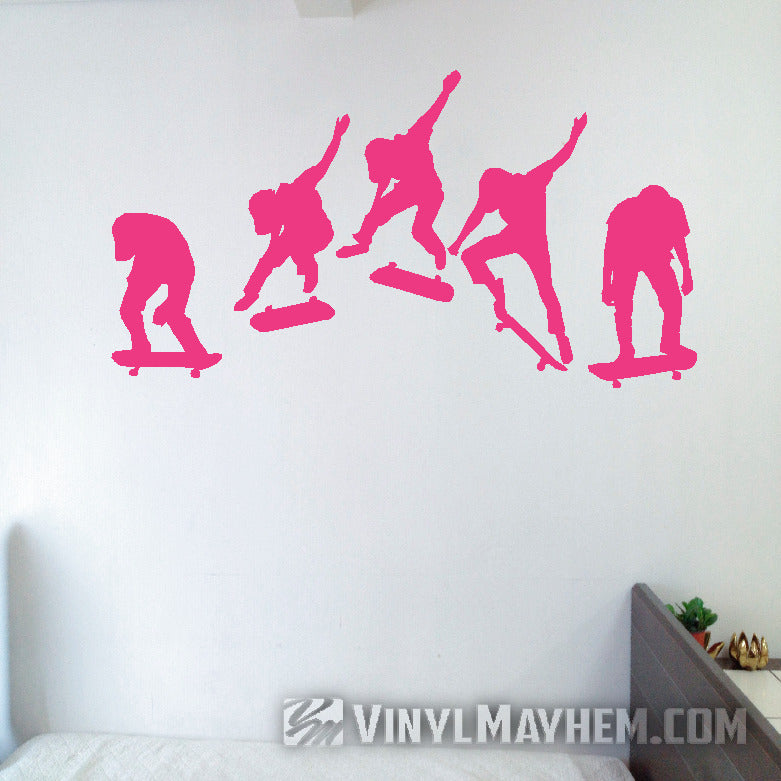 Skateboard kick flip sequence silhouette vinyl sticker