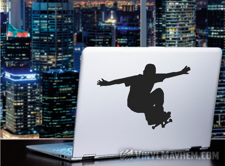 Skateboard kid grinding silhouette vinyl sticker