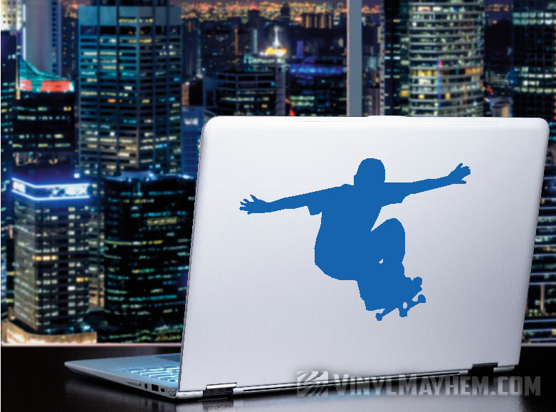 Skateboard kid grinding silhouette vinyl sticker