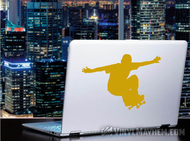 Skateboard kid grinding silhouette vinyl sticker