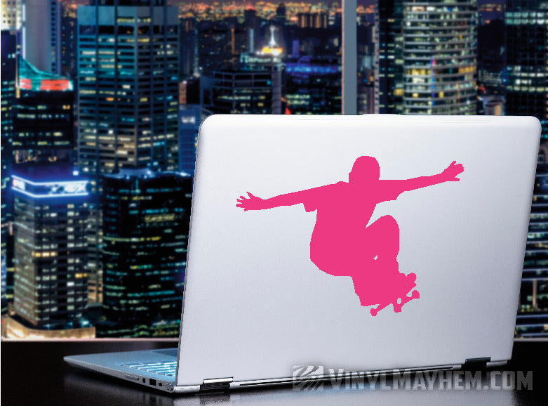 Skateboard kid grinding silhouette vinyl sticker