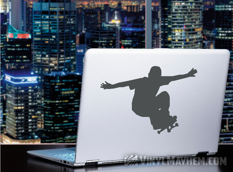 Skateboard kid grinding silhouette vinyl sticker