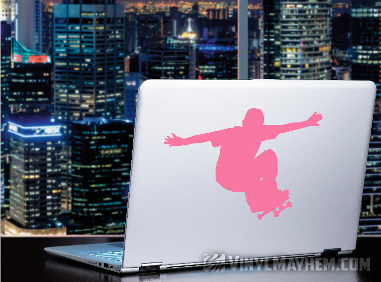 Skateboard kid grinding silhouette vinyl sticker