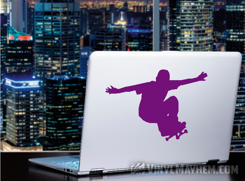 Skateboard kid grinding silhouette vinyl sticker