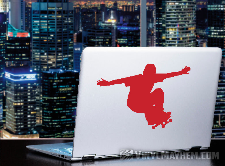 Skateboard kid grinding silhouette vinyl sticker