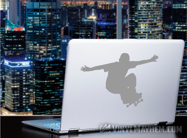 Skateboard kid grinding silhouette vinyl sticker