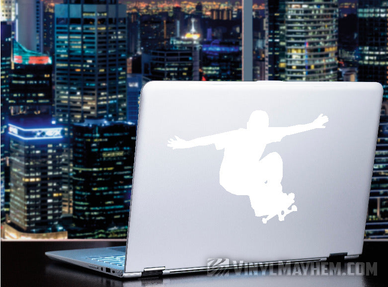 Skateboard kid grinding silhouette vinyl sticker