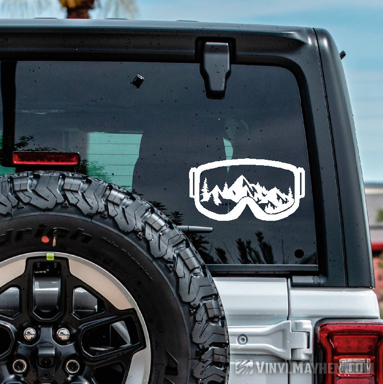 Goggles with Mountains Ski and Snowboard vinyl sticker