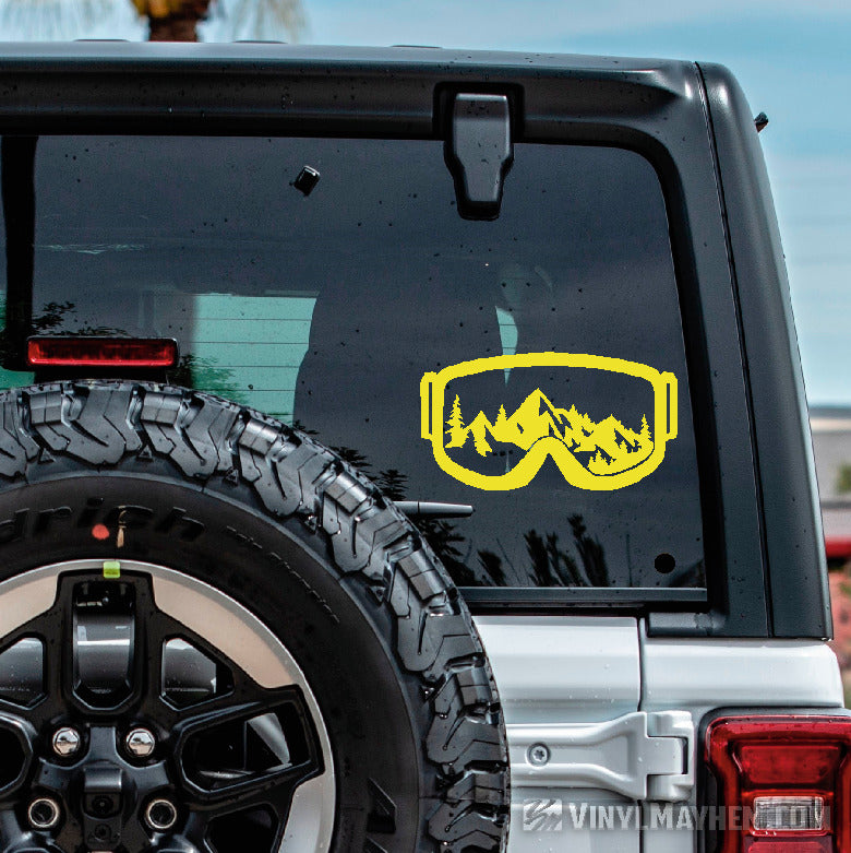 Goggles with Mountains Ski and Snowboard vinyl sticker