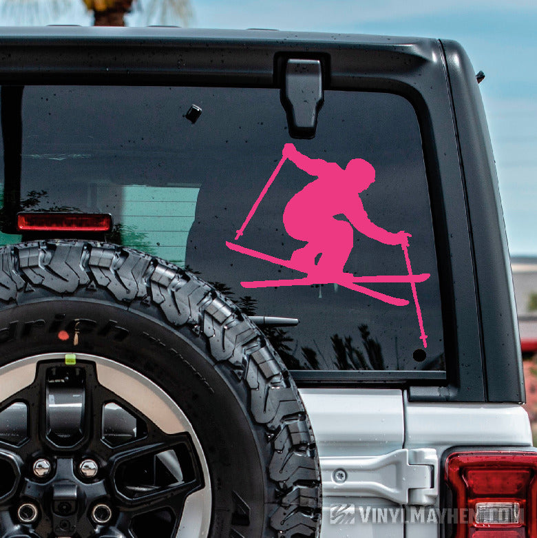 Skier Silhouette with skis crossed vinyl sticker
