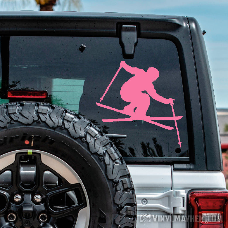 Skier Silhouette with skis crossed vinyl sticker