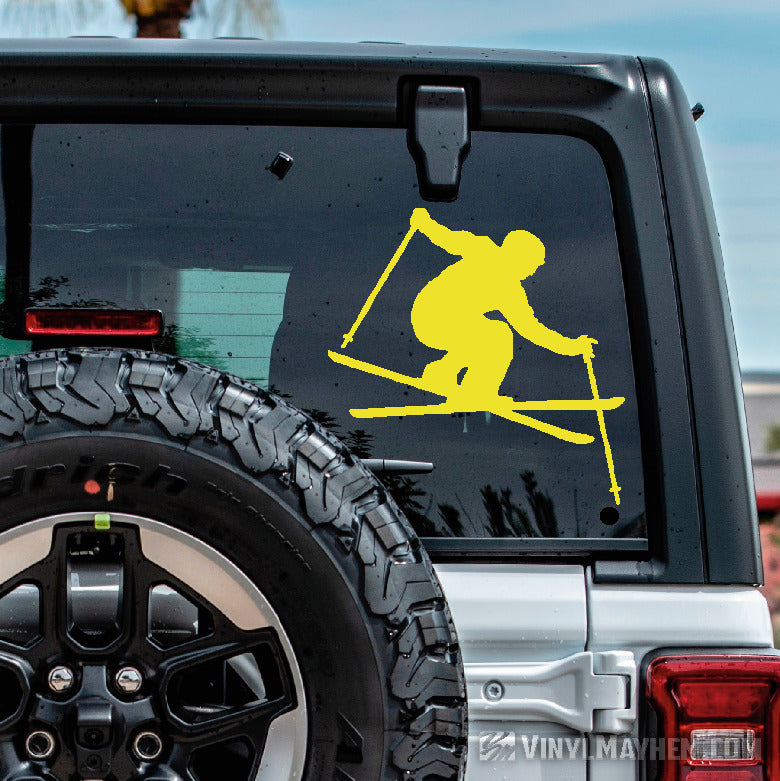 Skier Silhouette with skis crossed vinyl sticker