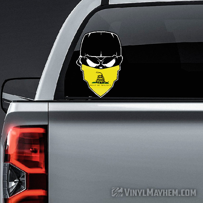 Skull with hat and Gadsden flag bandanna sticker