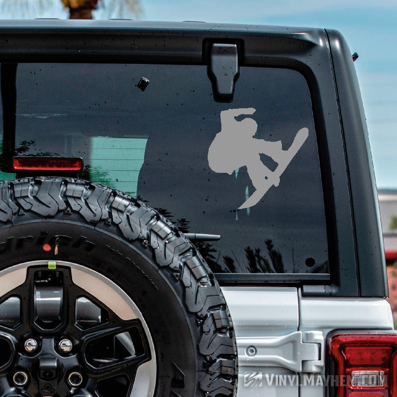 Snowboarder board grab silhouette vinyl sticker