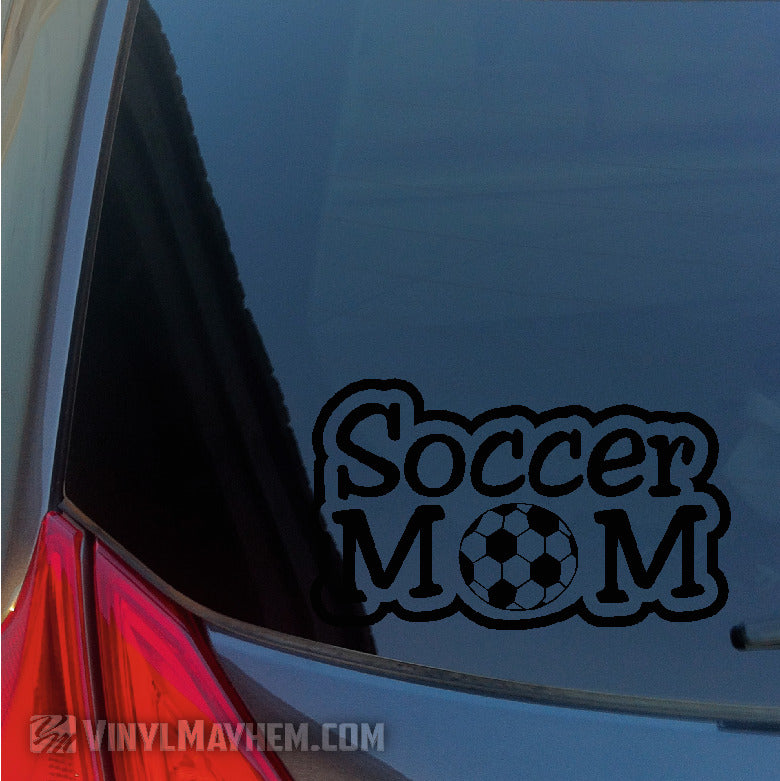 Soccer Mom text outlined vinyl sticker