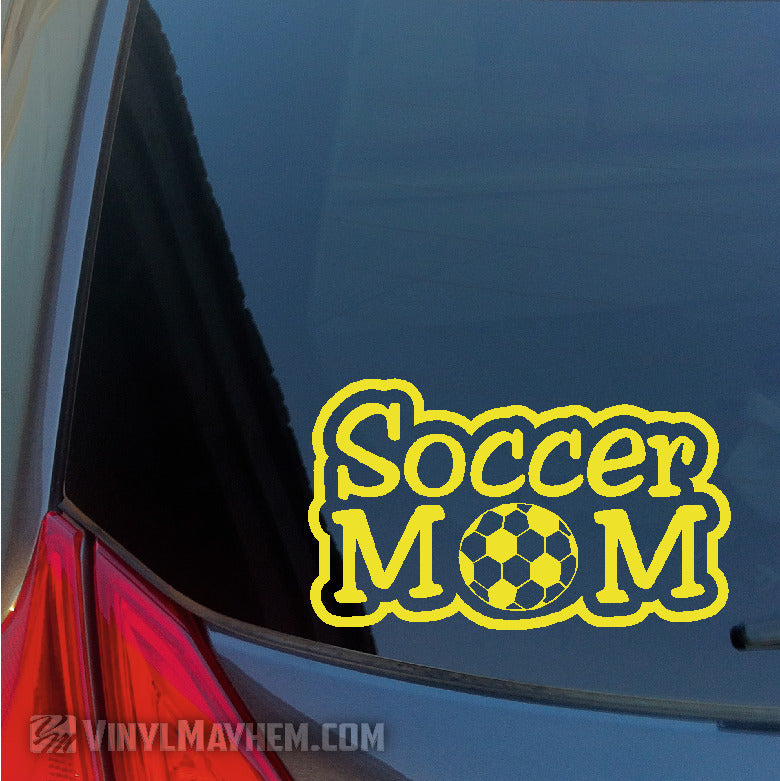 Soccer Mom text outlined vinyl sticker