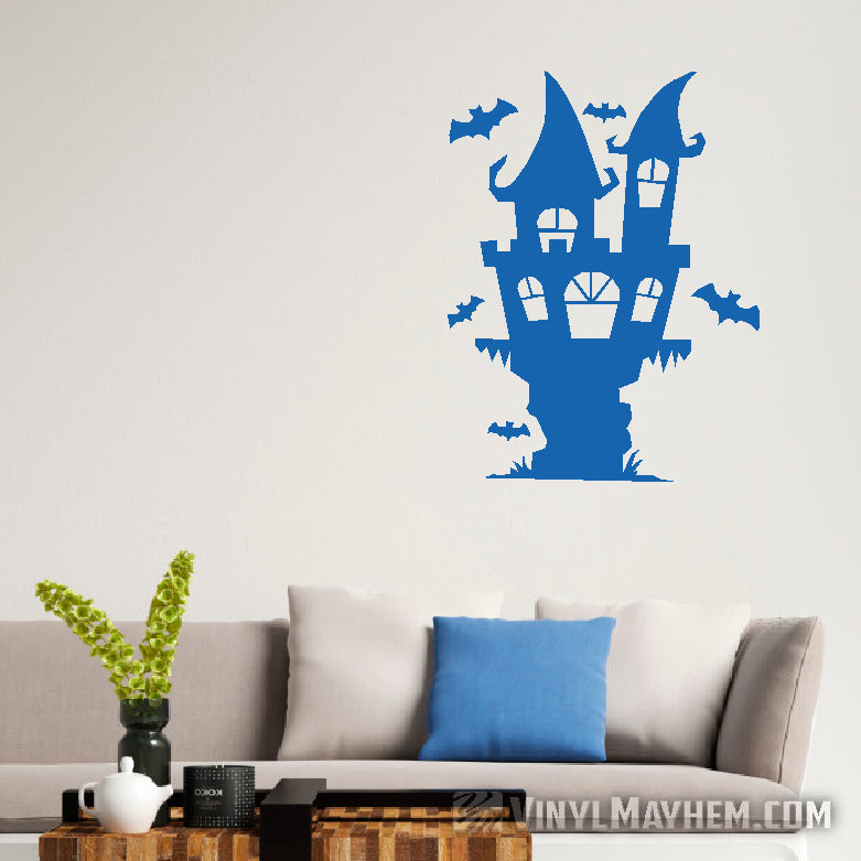 Halloween Haunted House with bats vinyl sticker