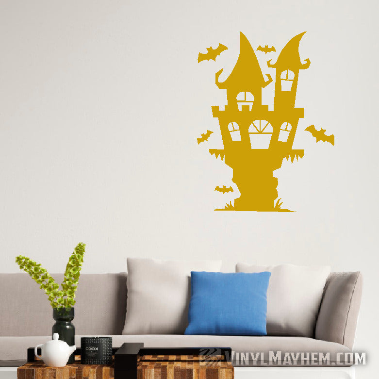 Halloween Haunted House with bats vinyl sticker