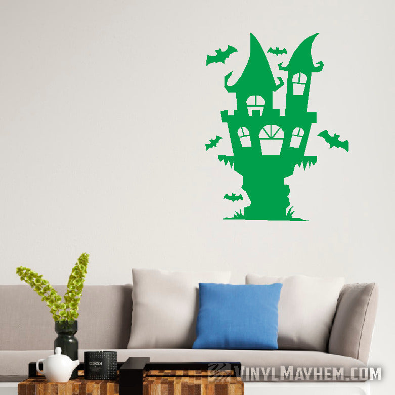 Halloween Haunted House with bats vinyl sticker