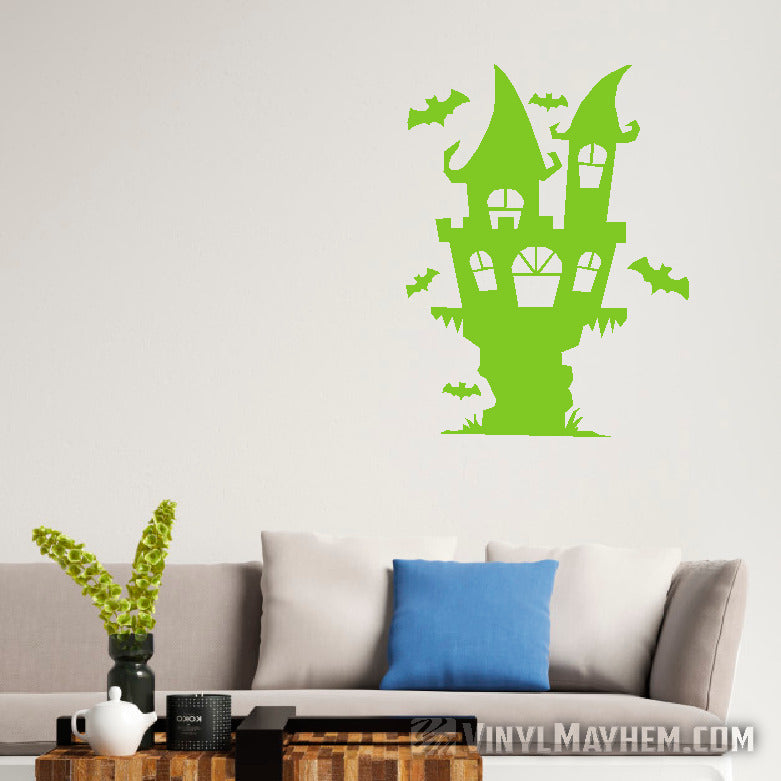 Halloween Haunted House with bats vinyl sticker