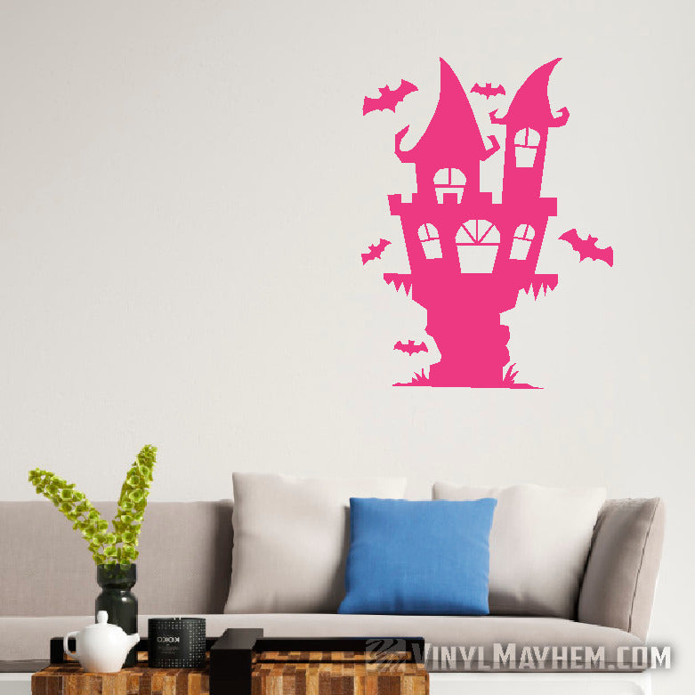 Halloween Haunted House with bats vinyl sticker