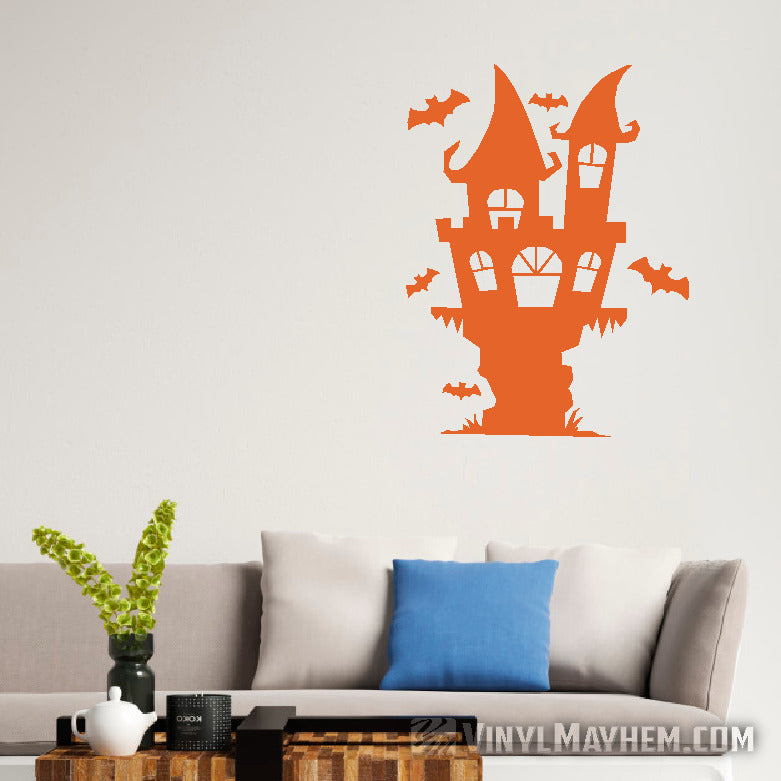 Halloween Haunted House with bats vinyl sticker