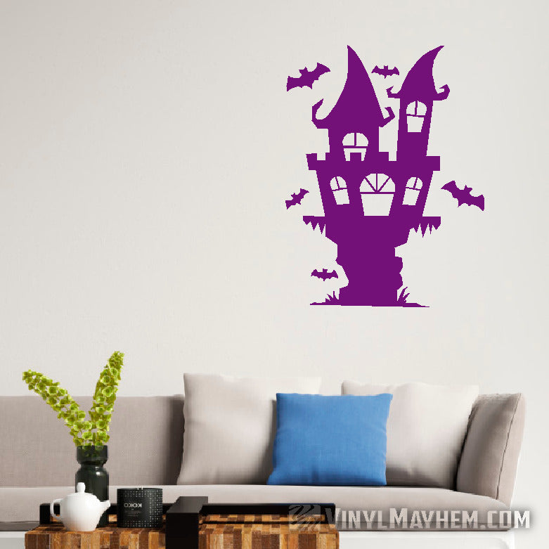 Halloween Haunted House with bats vinyl sticker