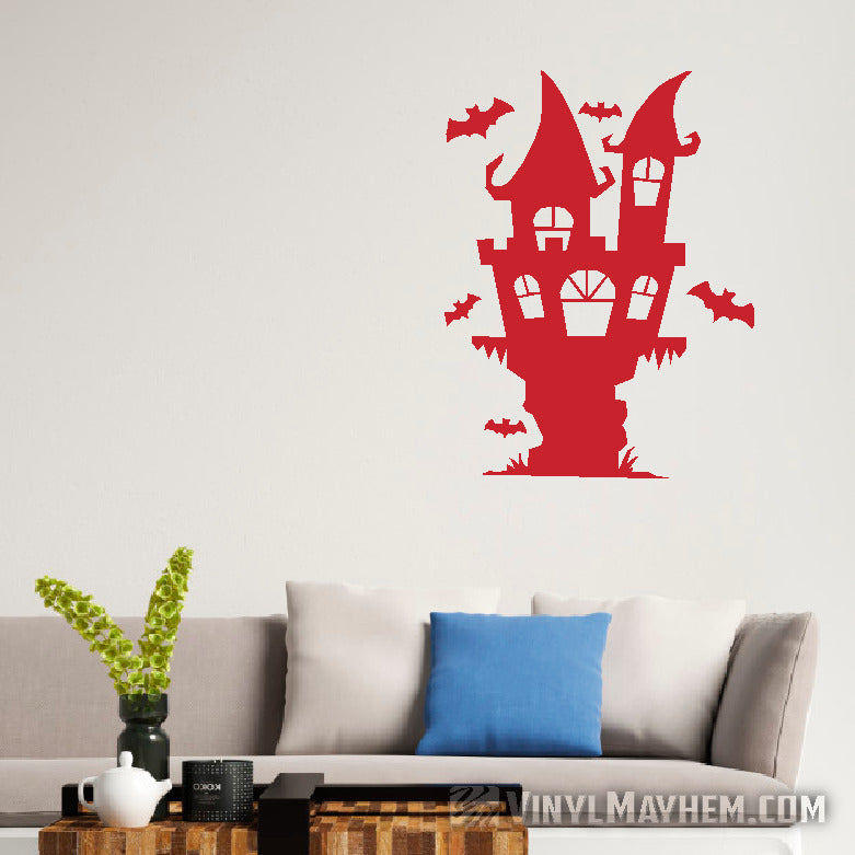 Halloween Haunted House with bats vinyl sticker