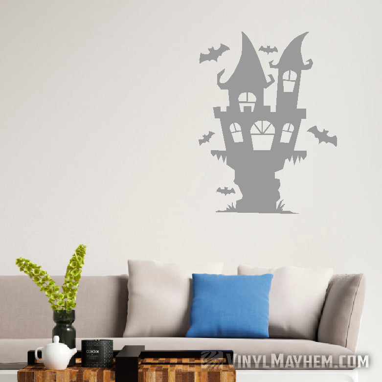 Halloween Haunted House with bats vinyl sticker