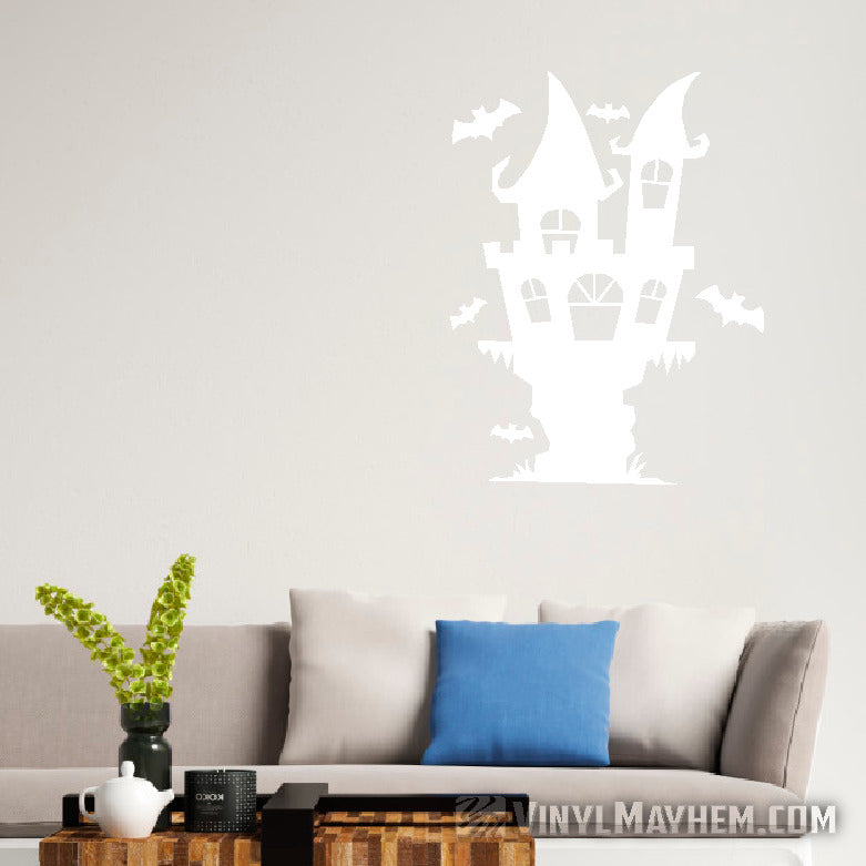 Halloween Haunted House with bats vinyl sticker