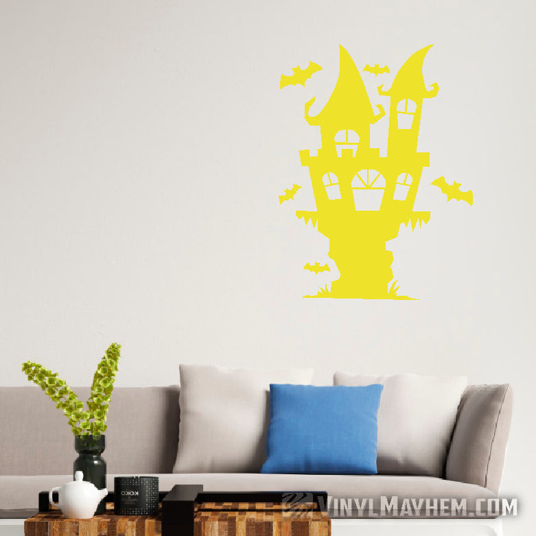 Halloween Haunted House with bats vinyl sticker