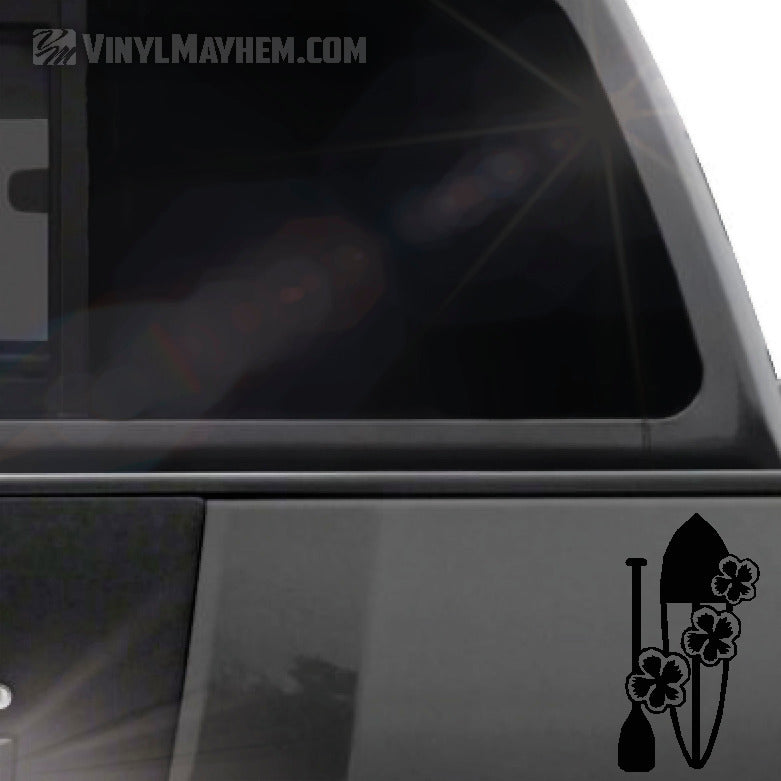 Stand up paddleboard with hibiscus flowers vinyl sticker