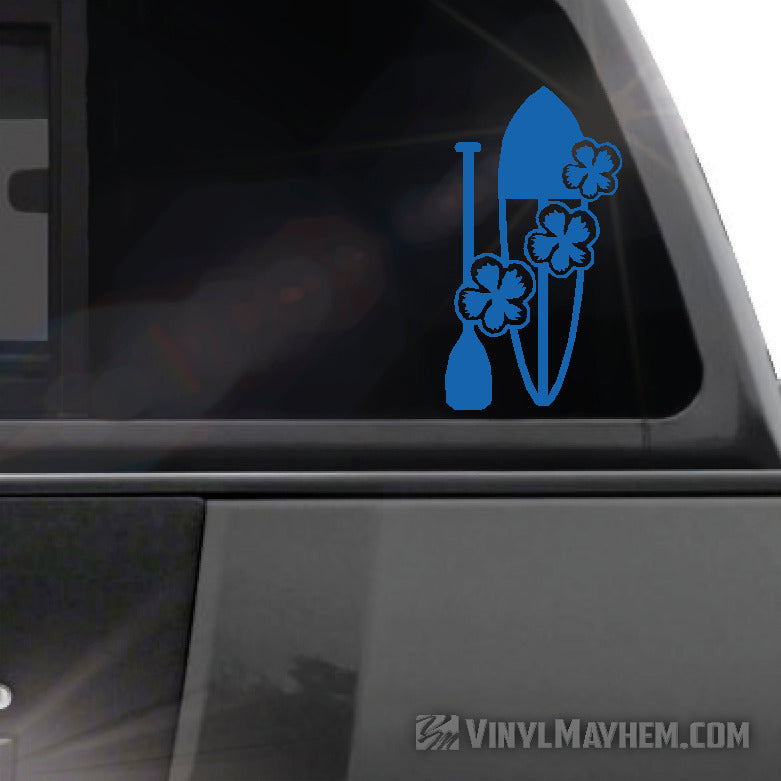 Stand up paddleboard with hibiscus flowers vinyl sticker